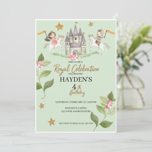 Prinses en Ridder partij, Prinses, kinderen Verjaa Kaart (Staand voorkant)