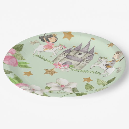 Prinses en Ridder partij, Prinses, kinderen Verjaa Papieren Bordje (Gekanteld)