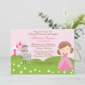 Prinses en Ridder uitnodiging voor verjaardag (Staand voorkant)