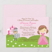 Prinses en Ridder uitnodiging voor verjaardag (Voorkant / Achterkant)