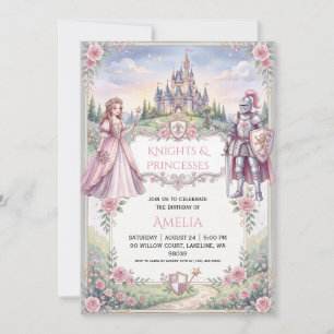 prinses en ridder verjaardagsfeest uitnodigingen