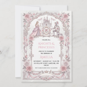 prinses en ridder verjaardagsfeest uitnodigingen