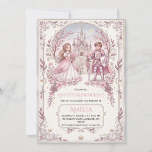 prinses en ridder verjaardagsfeest uitnodigingen