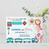 Prinses en treinen een uitnodiging voor het vieren (Staand voorkant)