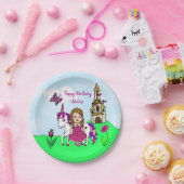 prinses en Unicorn Birthday Party Papieren Bordje (Feest)