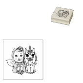 prinses en Unicorn Rubberstempel (Gestempeld)