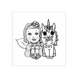  prinses en Unicorn Rubberstempel