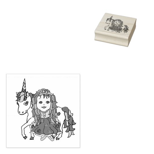  prinses en Unicorn Rubberstempel (Gestempeld)