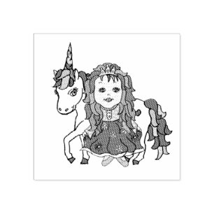 prinses en Unicorn Rubberstempel