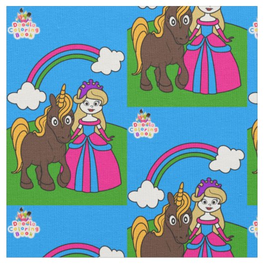prinses en unicorn stof (Close Up)