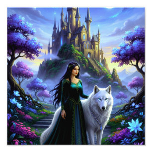 Prinses en Wolf Foto Afdruk