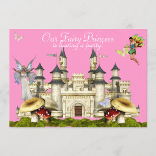 prinses fairy castle uitnodiging roze