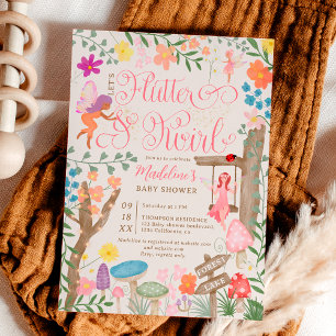 Prinses fee paddenstoelen bloemen chique baby show kaart