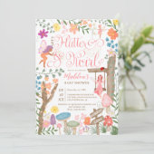 Prinses fee paddenstoelen bloemen chique baby show kaart (Staand voorkant)