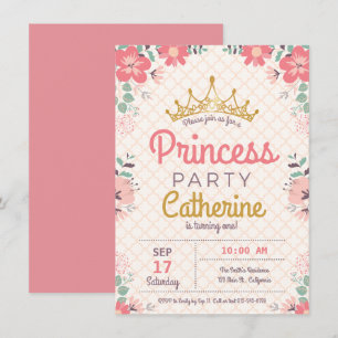 Prinses feest op bloemenachtergrond. kaart