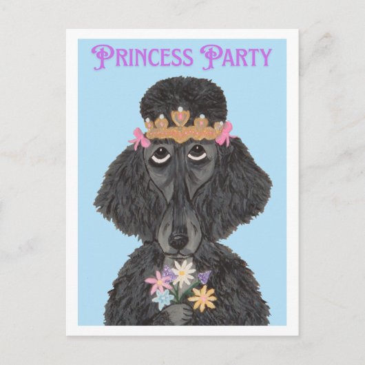 Prinses Feest Poodle Uitnodiging Briefkaart (Voorkant)