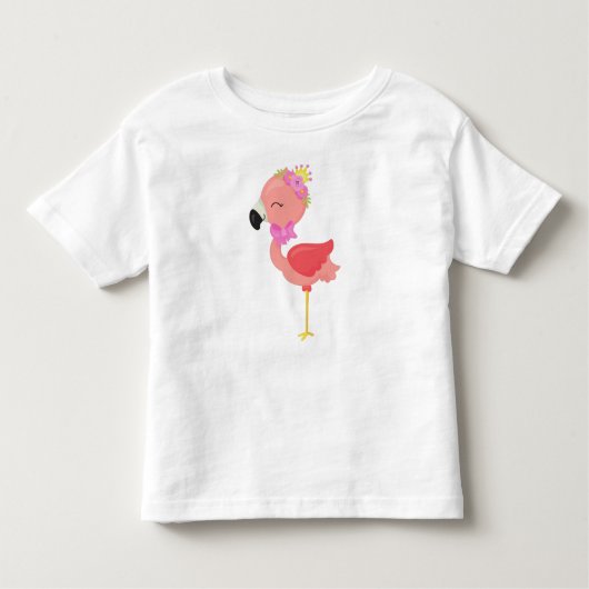 Prinses Flamingo, Bloemen, Cute Flamingo, Kroon Kinder Shirts (Voorkant)