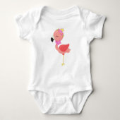 Prinses Flamingo, Bloemen, Cute Flamingo, Kroon Romper (Voorkant)
