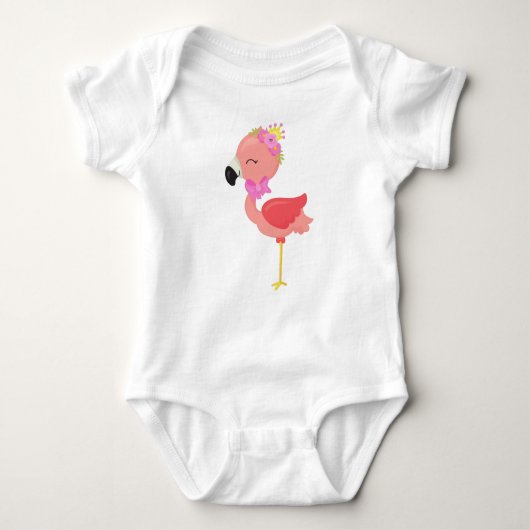 Prinses Flamingo, Bloemen, Cute Flamingo, Kroon Romper (Voorkant)