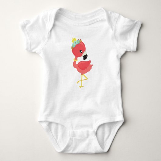 Prinses Flamingo, Bloemen, Kroon, Cute Flamingo Romper (Voorkant)