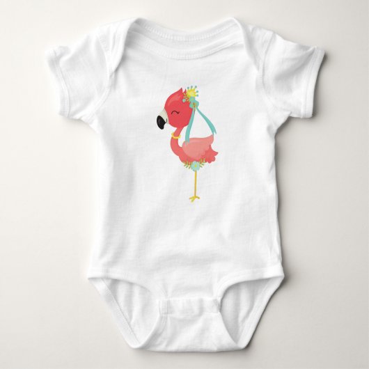 Prinses Flamingo, Kroon, Bloemen, Mooie Flamingo Romper (Voorkant)