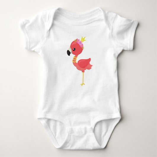 Prinses Flamingo, Kroon, Cute Flamingo, Bloemen Romper (Voorkant)