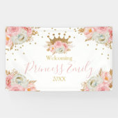 Prinses Floral Pink & Gold Banner, aangepast Spandoek (Horizontaal)