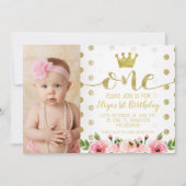 Prinses Foto 1e Verjaardag Uitnodiging (Voorkant)
