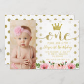 Prinses Foto 1e Verjaardag Uitnodiging (Voorkant / Achterkant)