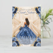 Prinses Foto Blauwe Sweet 16 Uitnodiging (Staand voorkant)