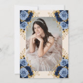 Prinses Foto Blauwe Sweet 16 Uitnodiging (Achterkant)