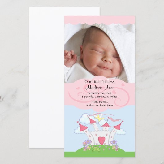 Prinses FOTO Geboorteaankondiging Aankondiging (Voorkant / Achterkant)