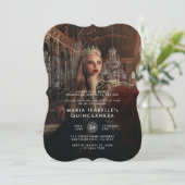 Prinses Foto Quinceañera Masquerade Verjaardag Kaart (Staand voorkant)