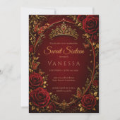 Prinses foto rood sweet 16 kaart (Voorkant)