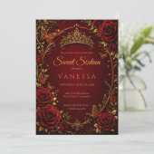 Prinses foto rood sweet 16 kaart (Staand voorkant)