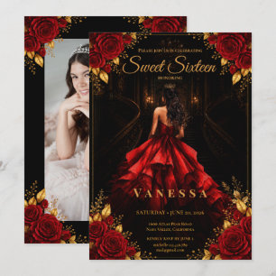 Prinses Foto Sweet 16 Rood Goud Kaart