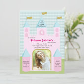 Prinses Foto Verjaardagsfeestje Kasteel Kaart (Staand voorkant)