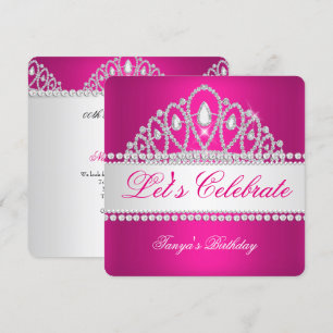 Prinses Fuchsia White Diamond Tiara Verjaardag Kaart