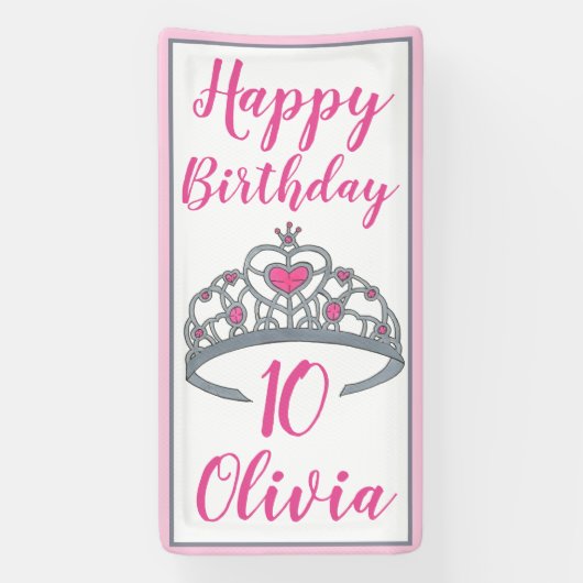 Prinses Gelukkig Verjaardagsfeest Tiara Aankleden  Spandoek (Verticaal)