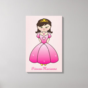 Prinses Gepersonaliseerde Meisjes Kamer Canvas Wal