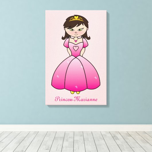 Prinses Gepersonaliseerde Meisjes Kamer Canvas Wal (Insitu (Houten vloer))