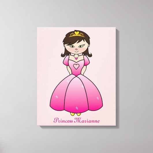 Prinses Gepersonaliseerde Meisjes Kamer Canvas Wal Afdruk (Voorkant)