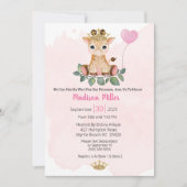 Prinses Giraffe Pink Baby shower Uitnodiging (Voorkant)