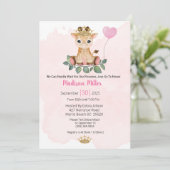 Prinses Giraffe Pink Baby shower Uitnodiging (Staand voorkant)
