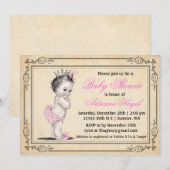  prinses Girl Baby Shower-uitnodigingen Kaart (Voorkant / Achterkant)