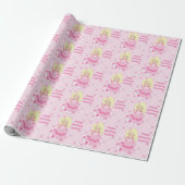  prinses Girl Happy Birthday Custom Roze Cadeaupapier (Uitgerold)