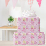 prinses Girl Happy Birthday Custom Roze Cadeaupapier<br><div class="desc">Dit schattige roze prinsesverjaardagsfeestje is voorzien van een  blonde kleine meid met een mooie roze kogeljurk. Geef deze schattige cadeauverpakking van kinderen een persoonlijk tintje met de naam en boodschap van je kind tussen het leuke hartpatroon.</div>