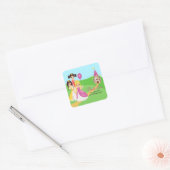  prinses Girls Birthday Dank je wel Vierkante Sticker (Envelop)