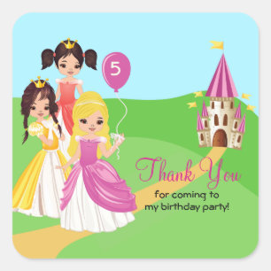 prinses Girls Birthday Dank je wel Vierkante Sticker