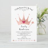  Prinses Gold Crown Pink Baby shower Kaart (Staand voorkant)